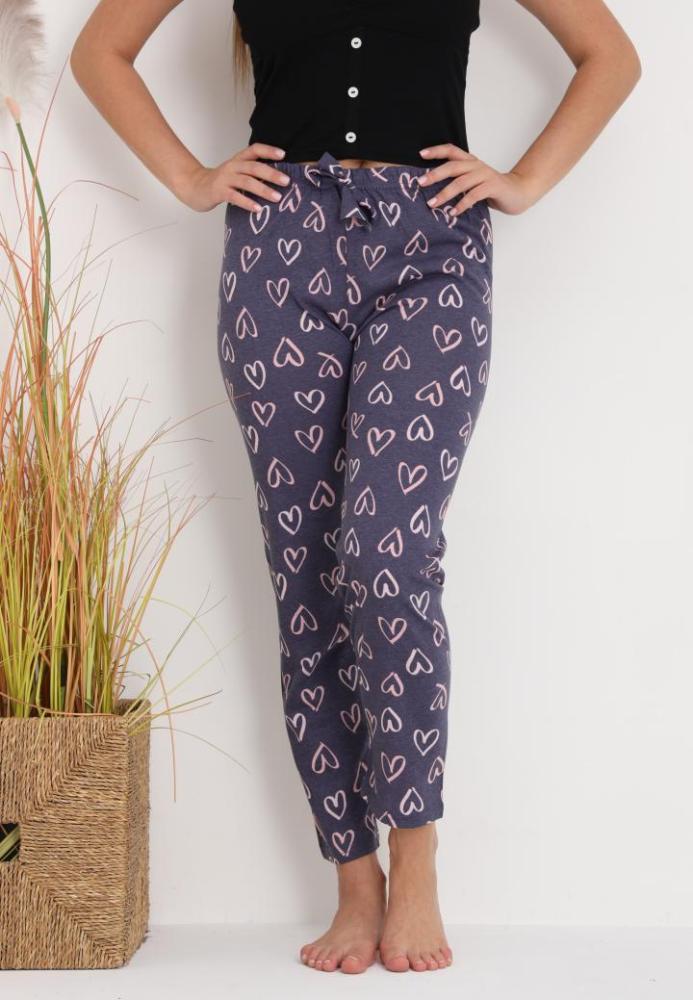 Pantaloni de Pijama Dama ,Culoare Gri Inchis cu Roz ,Engros